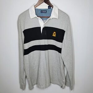 Chaps Ralph Lauren Striped Rugby Polo Shirt Men's Large‎ Long Sleeves Crest Logo